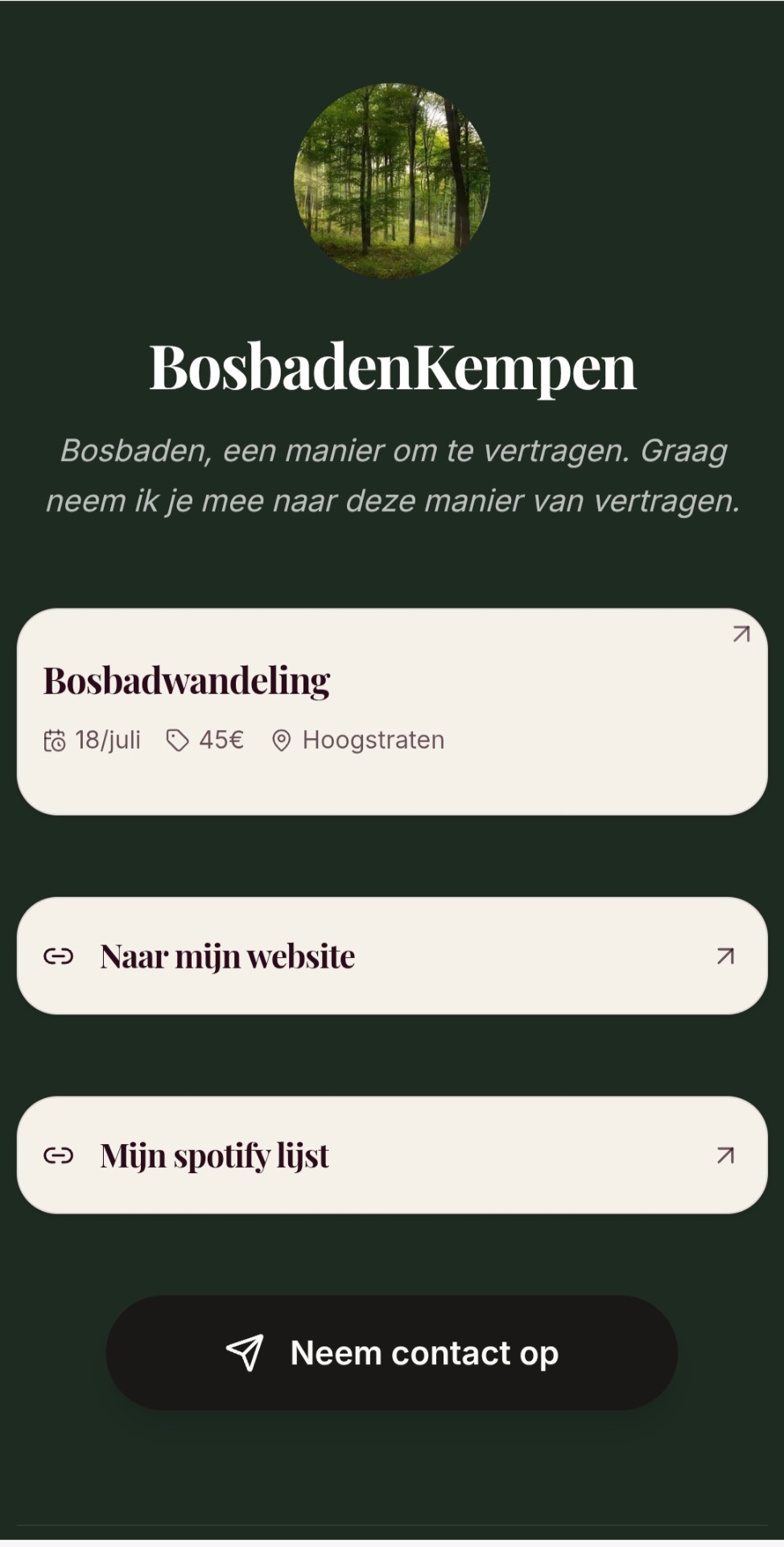Welco mini-site voorbeeld met warme crème achtergrond
